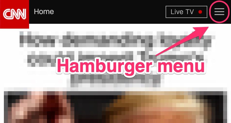 IMAGE: Sceenshot of CNN's hamburger menu