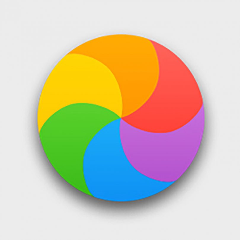 A photo of Macintosh's iconic beach ball icon, a spinning rainbow wheel.