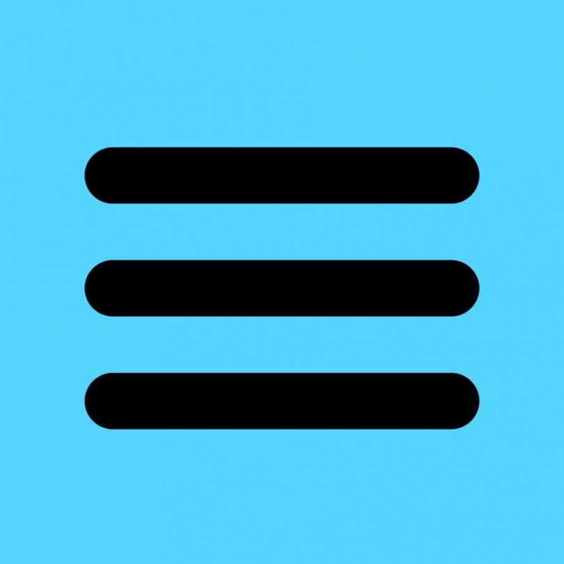 Three black stripes on top of a turquoise background